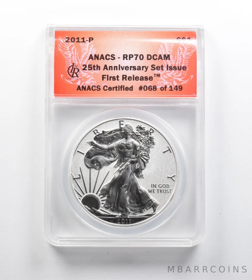 RP70 DCAM 2011-P American Silver Eagle 25th Anniv Set Issue FR ANACS a0213