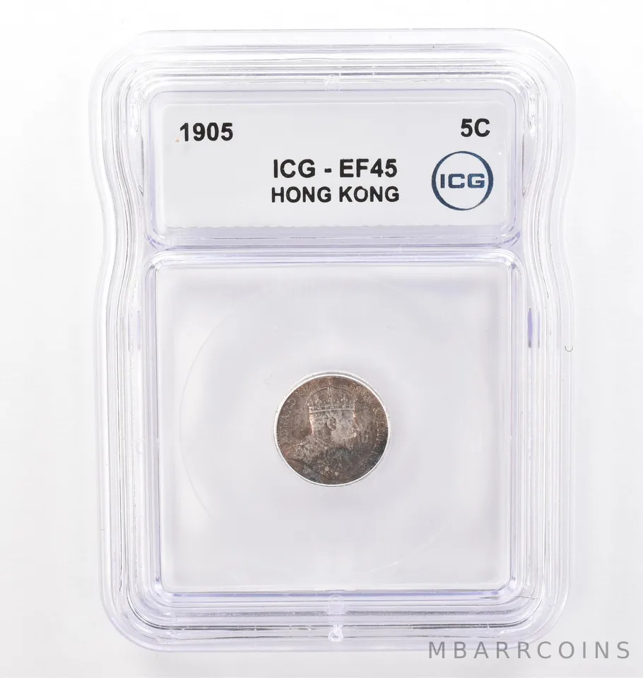 1905 Hong Kong 5 Cents EF45 ICG Beautiful Tone *0101