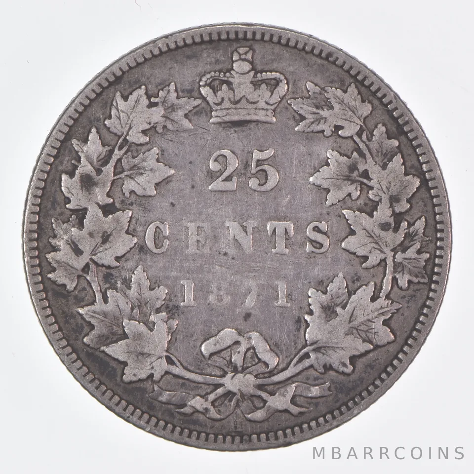 Better Date - 1871 Canada 25 Cents World Coin- Silver *350