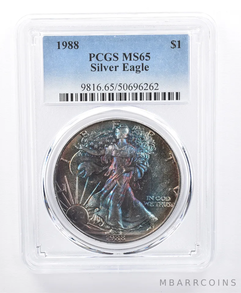 1988 American Silver Eagle MS65 PCGS Monster Tone *8650