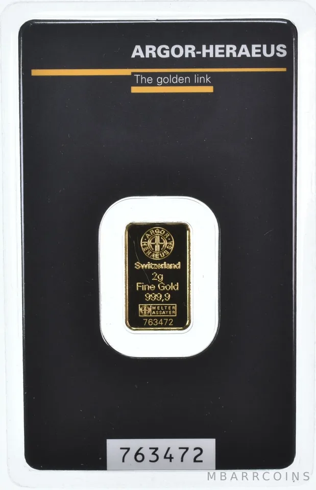 2 Gram Gold Argor-Heraeus In Assay