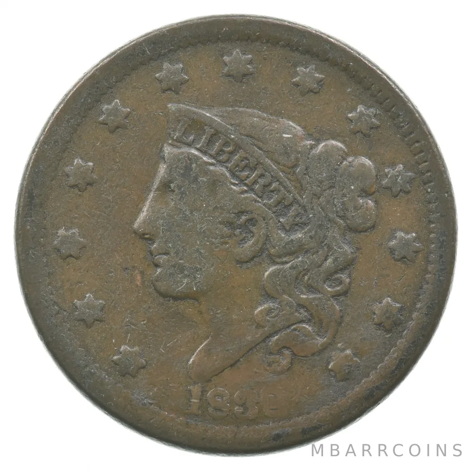 1838 Coronet Head Large Cent *6215