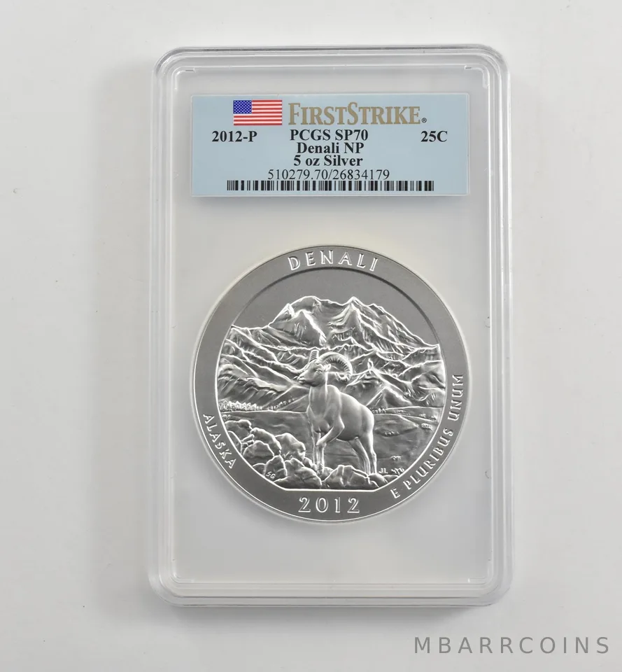 2012-P 5 Oz Silver Quarter America The Beautiful Denali SP70 PCGS *1733