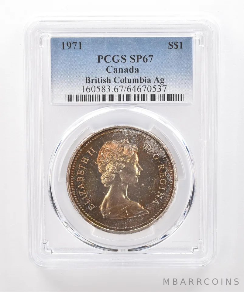1971 Canada 1 Dollar Silver British Columbia SP67 PCGS Beautiful Tone *1937
