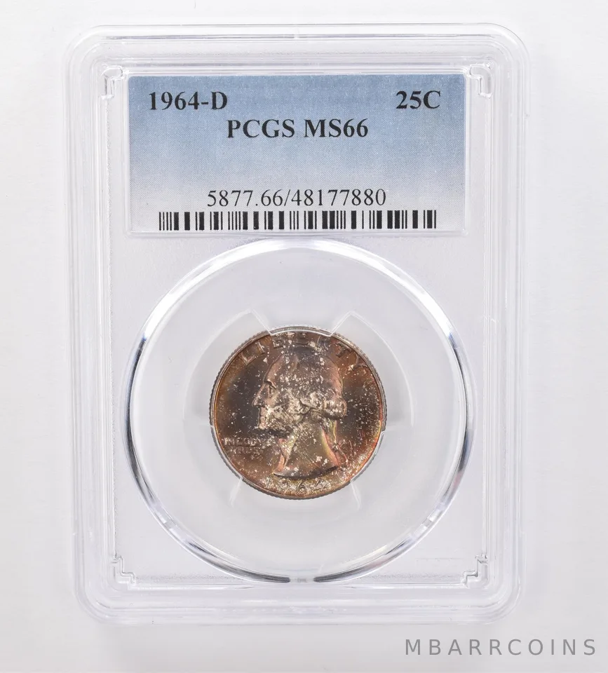 1964-D Washington Quarter MS66 PCGS Beautiful Tone a0006