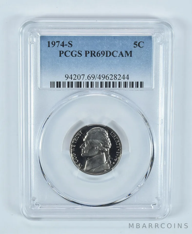 1974-S Jefferson Nickel PR69 DCAM PCGS Blue Label