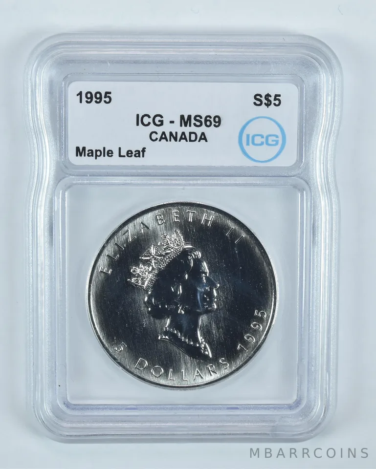 1995 Canada 5 Dollars Silver Maple Leaf 1 Oz MS69 ICG