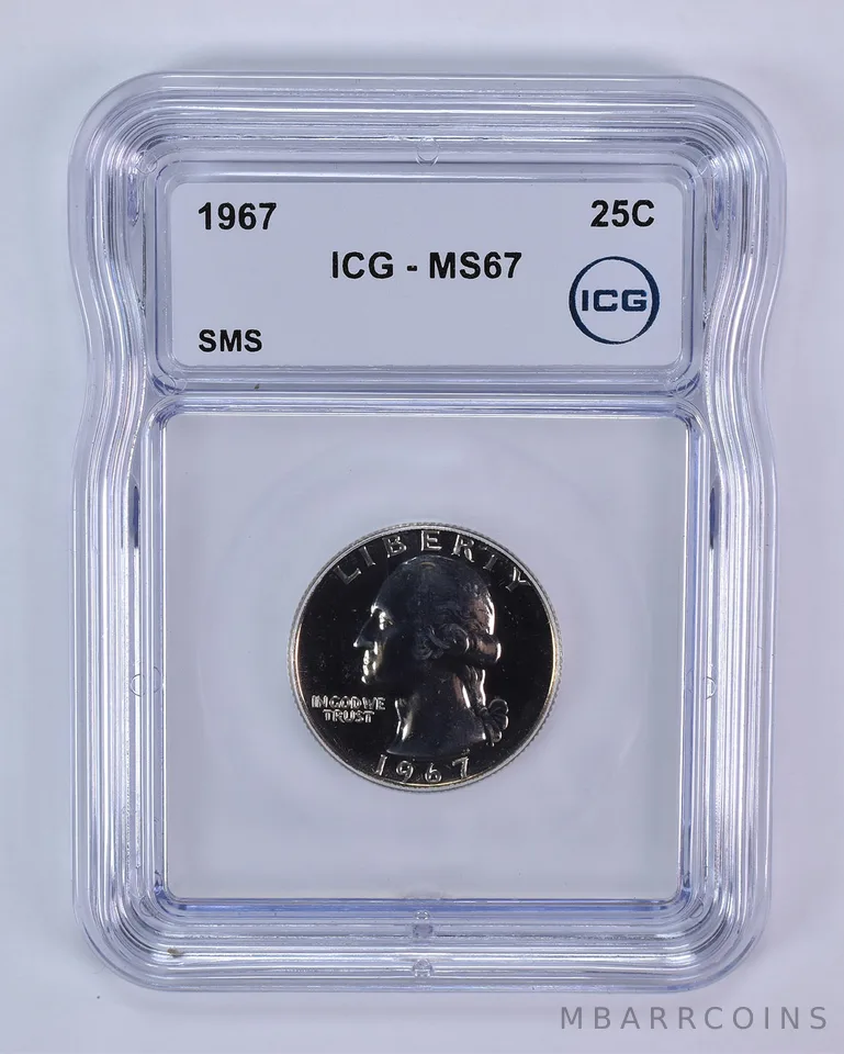 1967 Washington Quarter SMS MS67 ICG