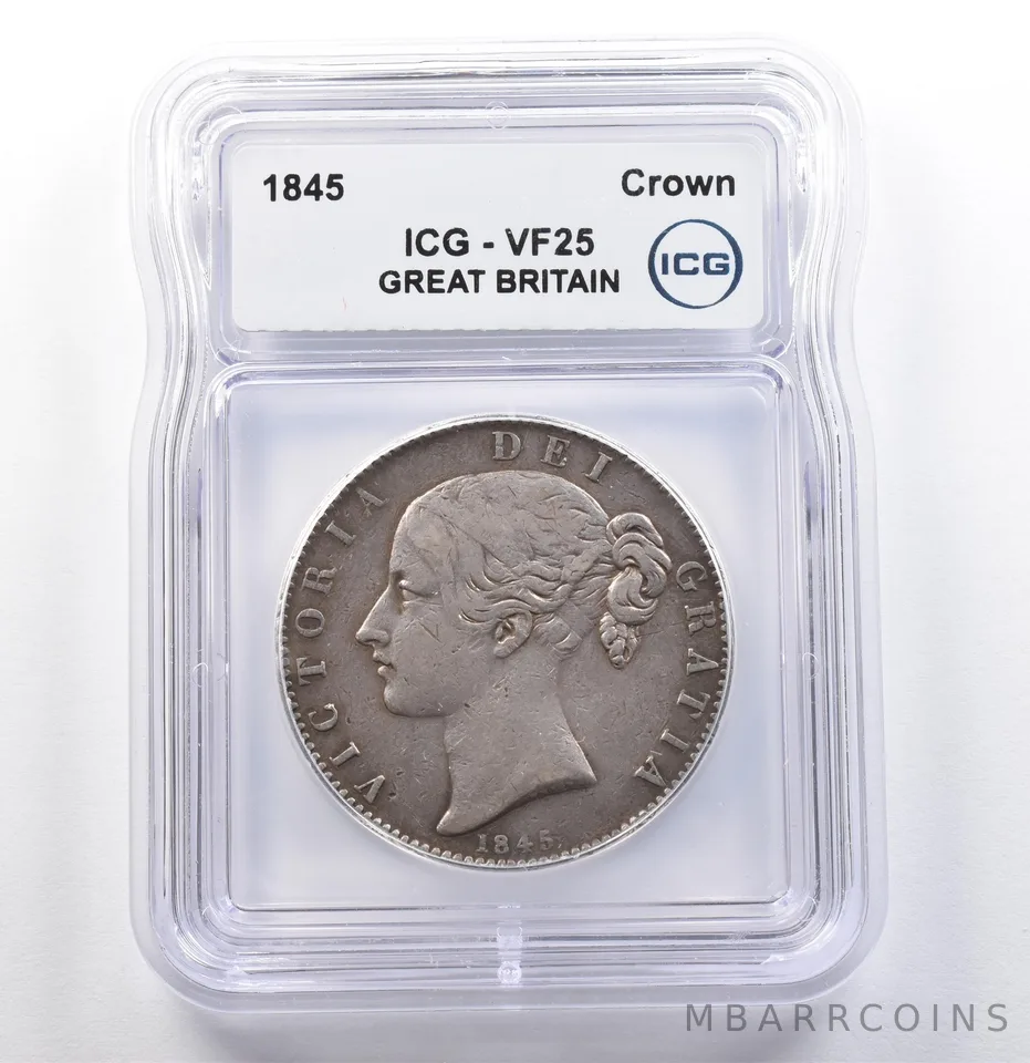 1845 Great Britain Crown VF25 ICG a9897