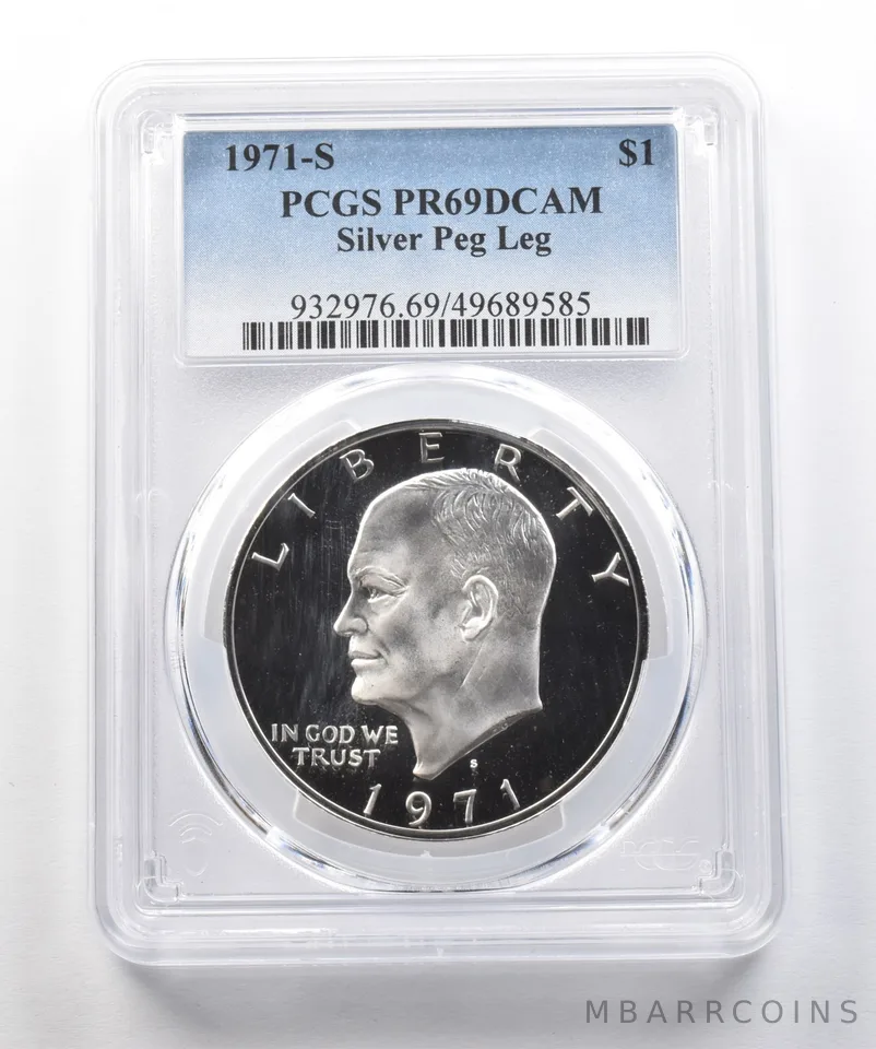 1971-S Eisenhower Dollar Silver Peg Leg PR69 DCAM PCGS *8385