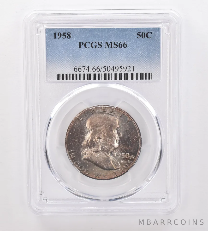 1958 Franklin Half Dollar MS66 PCGS Beautiful Tone *9964
