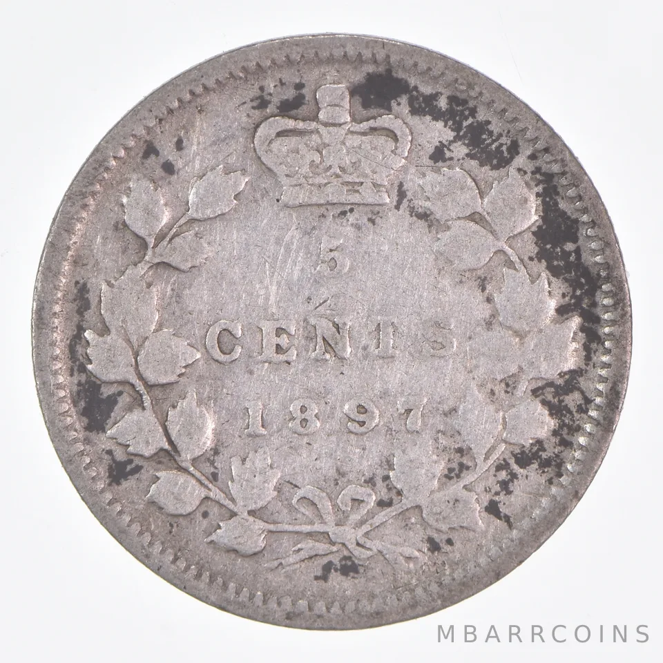 Better Date - 1897 Canada 5 Cents World Coin- Silver *154
