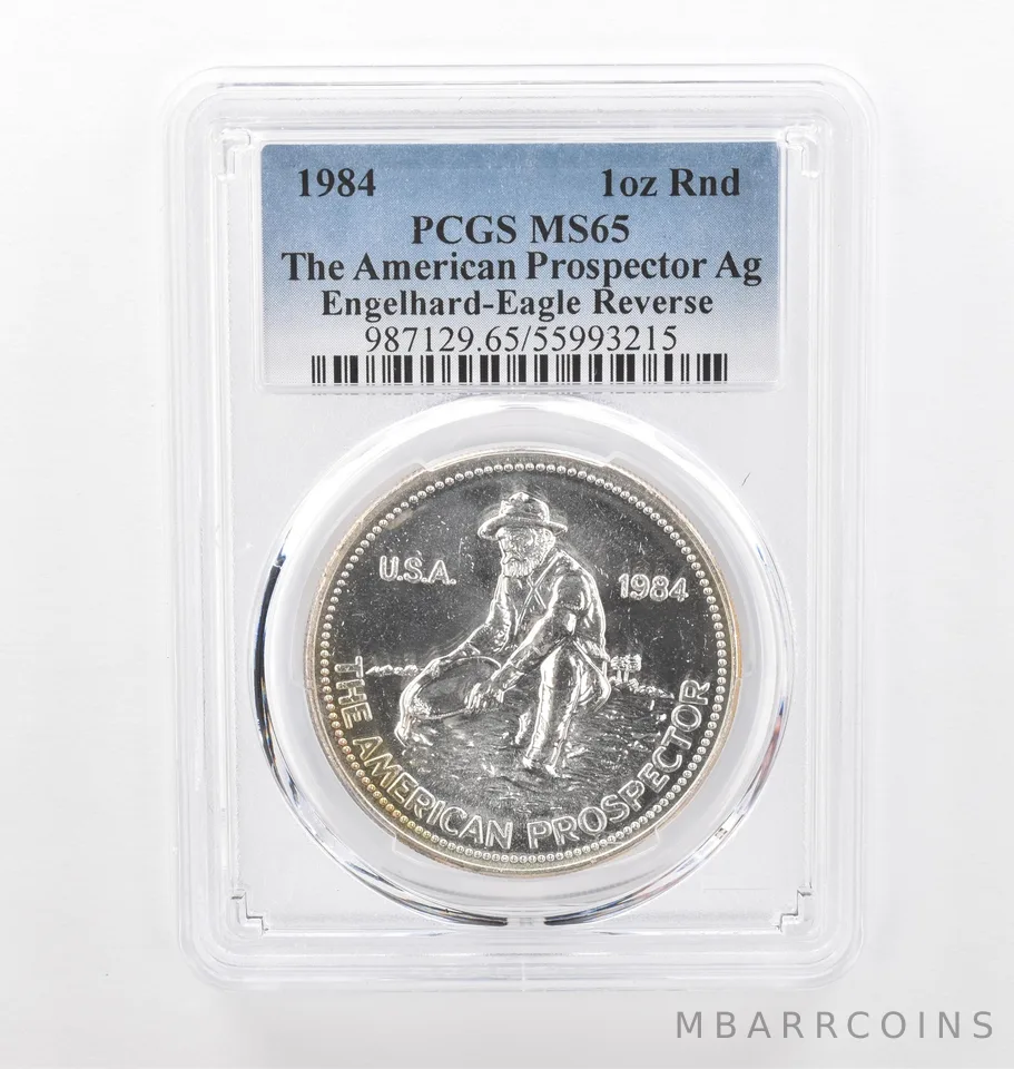 1984 Engelhard Prospector 1 Oz Silver Eagle Reverse MS65 PCGS Nice Tone *2183