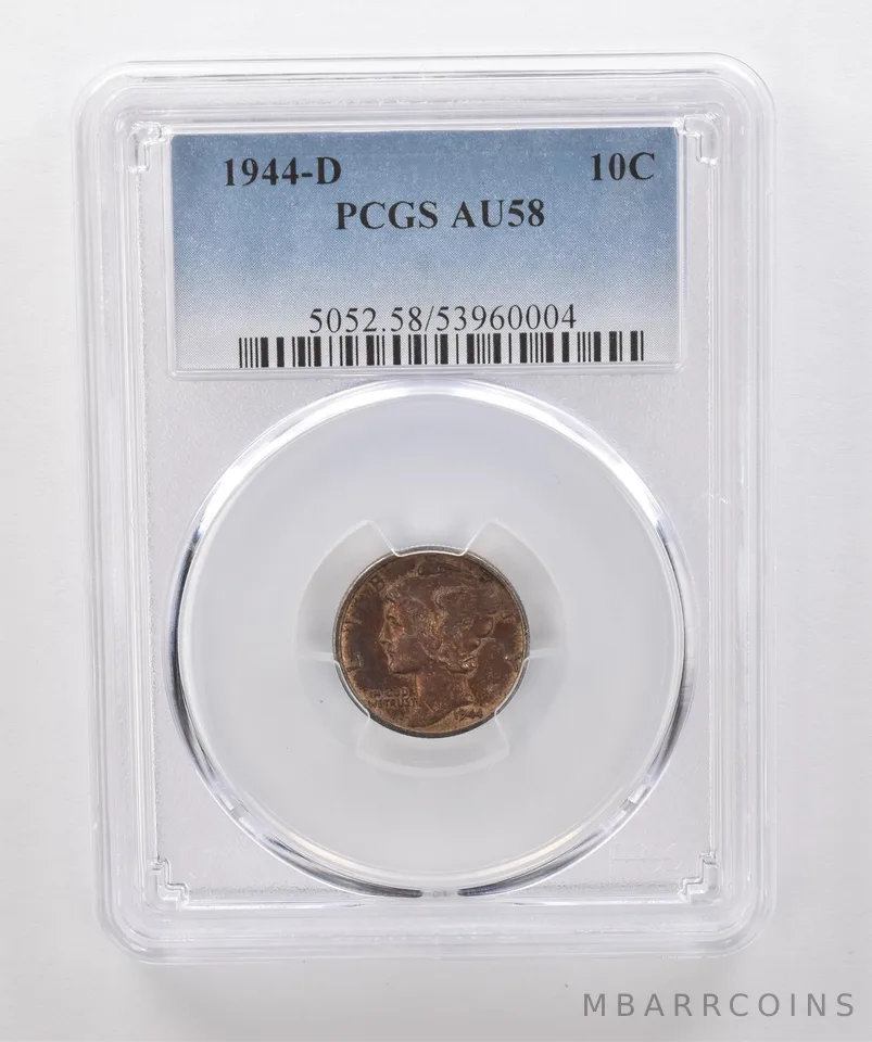 1944-D Mercury Dime AU58 PCGS Beautiful Tone *1843