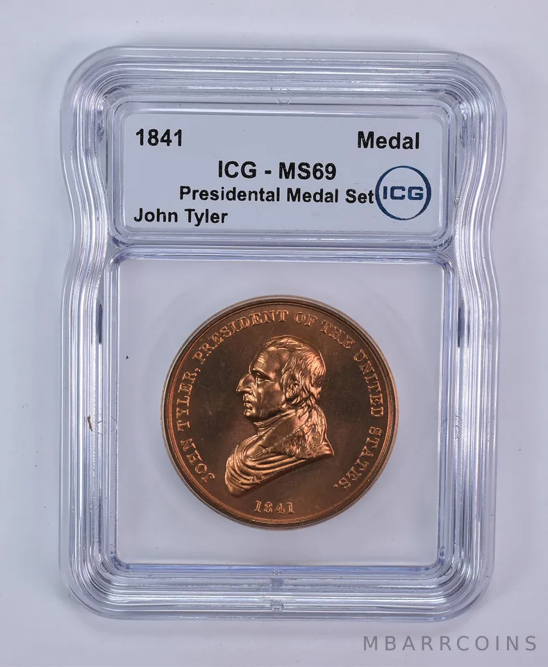 (1841) Bronze Medal John Tyler Presidential Medal Set MS69 ICG