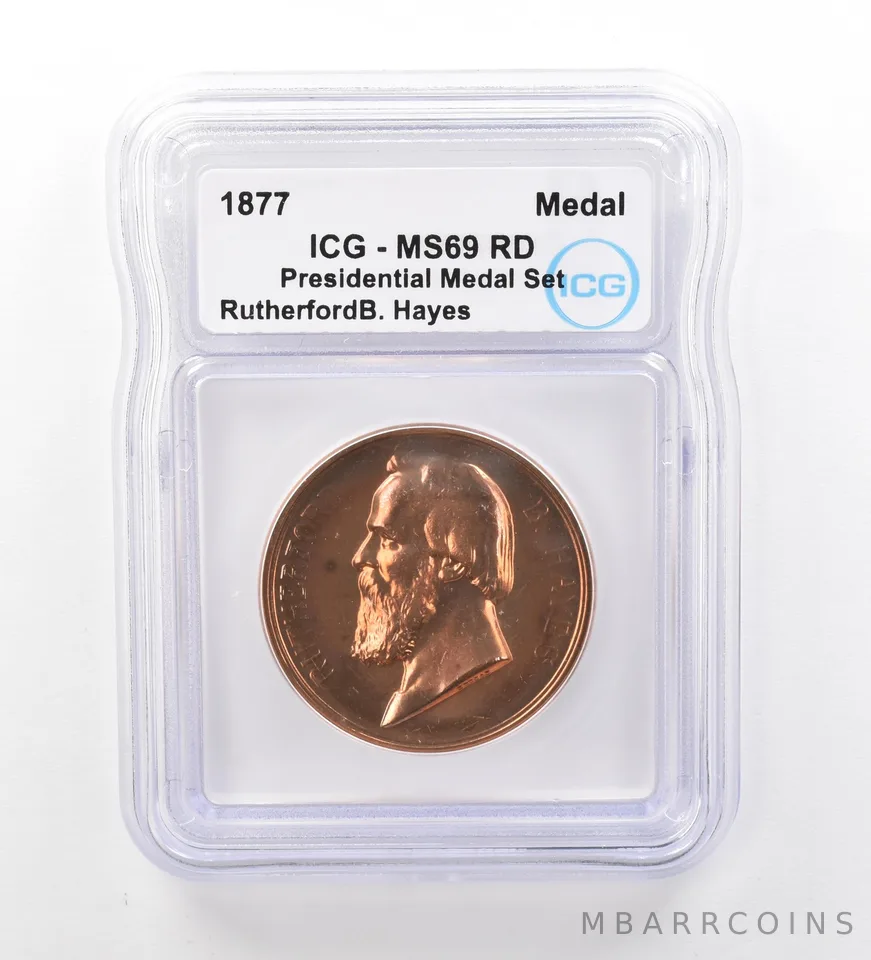 (1877) Presidential Medal Set Rutherford B Hayes MS69 RD ICG Nice Tone a1995