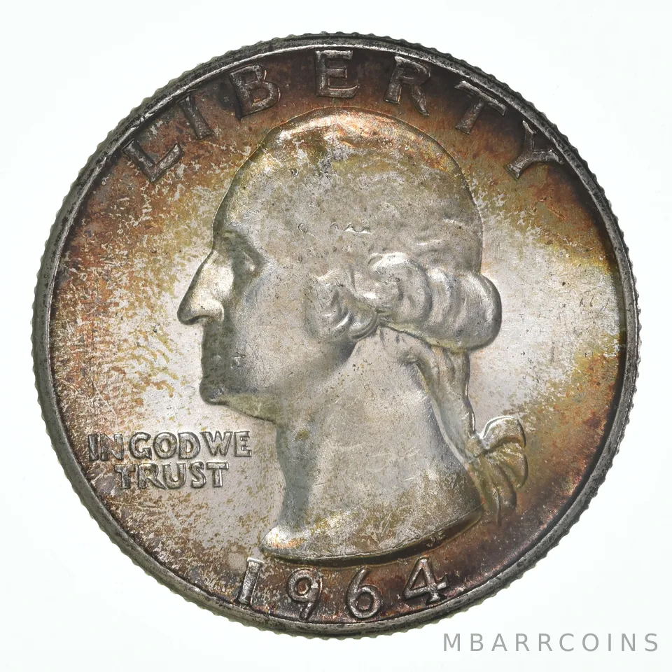 1964 Washington Quarter Insane TONE - Great Colors *5310