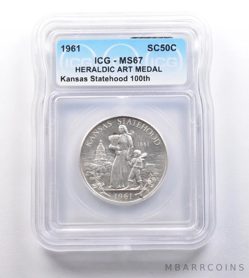 1961 So Called Half Dollar Kansas Statehood 100th MS67 ICG