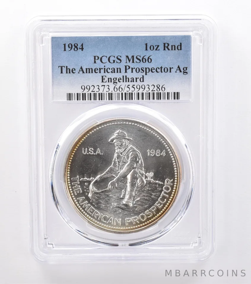 1984 Engelhard American Prospector 1 Oz Silver MS66 PCGS Beautiful Tone *9233
