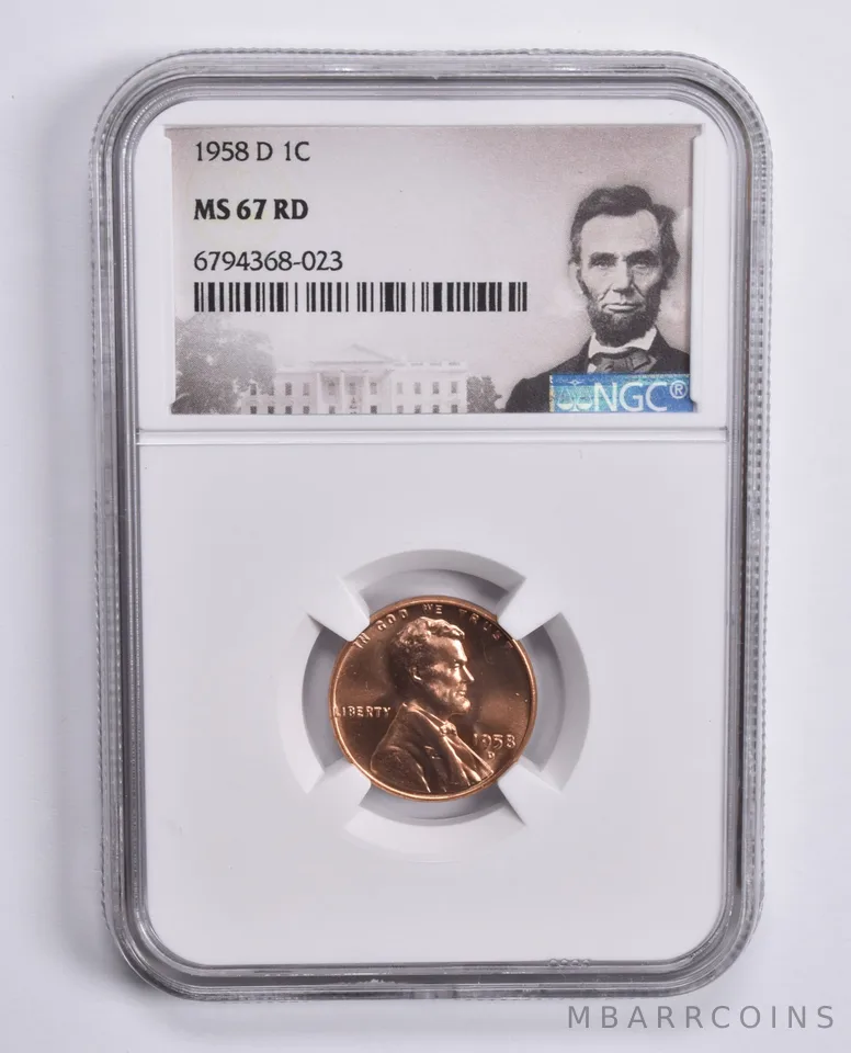 1958-D Lincoln Wheat Cent MS67 RD NGC Special Lbl