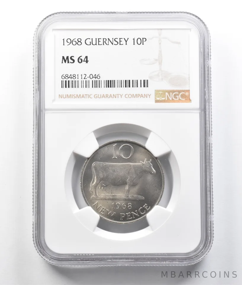 1968 Guernsey 10 Pence MS64 NGC *7045