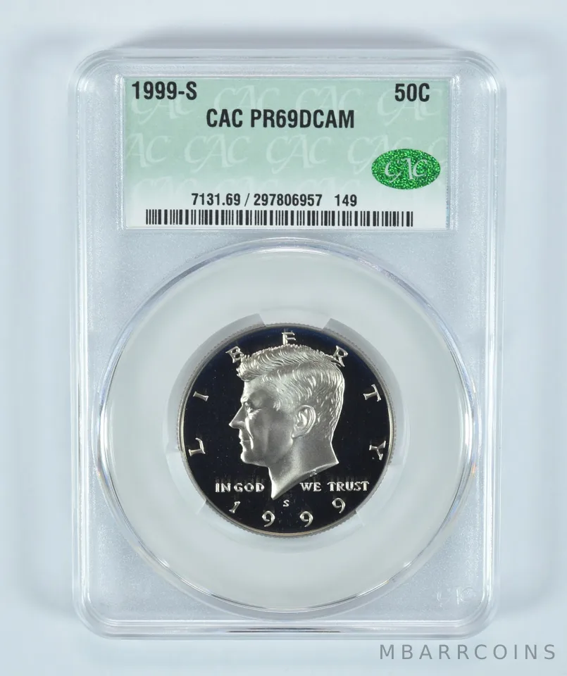 1999-S Kennedy Half Dollar PR69 DCAM CAC CACg