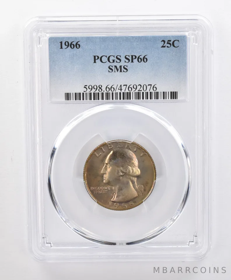 SP66 1966 SMS Washington Quarter PCGS Beautifully Toned a1224