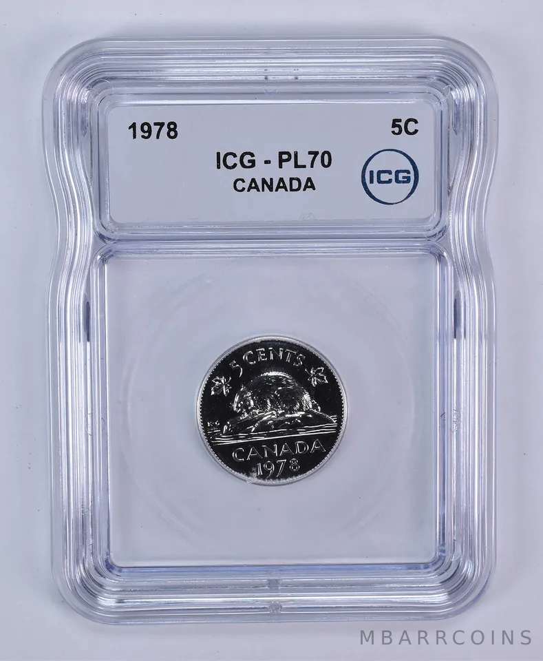 1978 Canada 5 Cents Beaver PL70 ICG