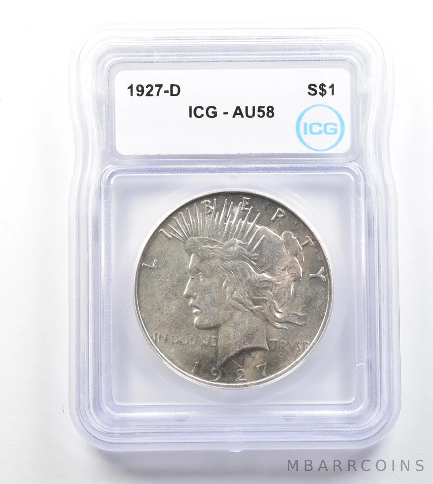 1927-D Peace Silver Dollar AU58 ICG *1880