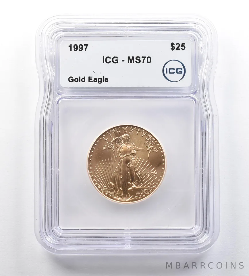 1997 $25 American Gold Eagle 1/2 Oz Gold MS70 ICG *7616