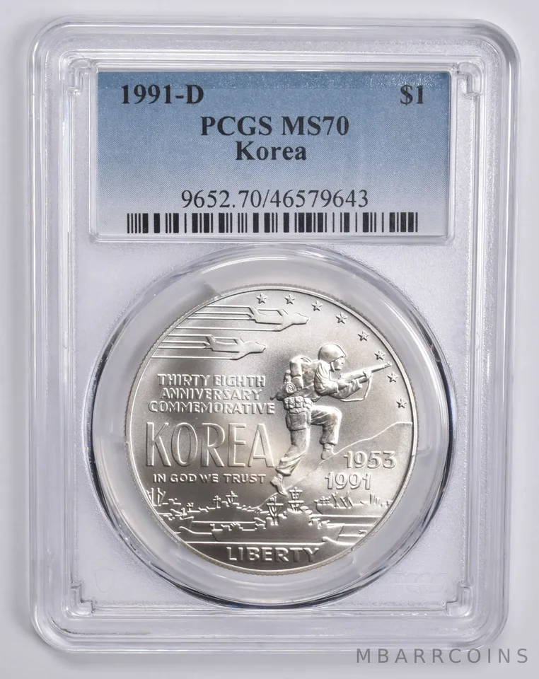 1991-D Korean War Memorial Commemorative Silver Dollar MS70 PCGS
