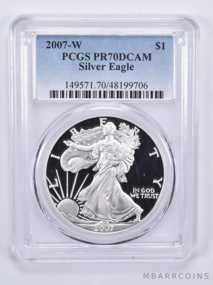 2007-W American Silver Eagle PR70 DCAM PCGS Blue Label