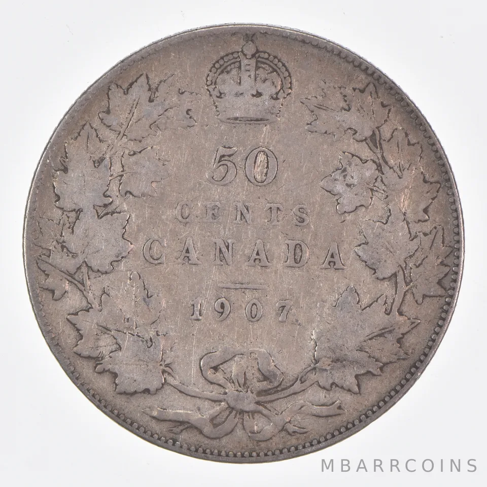 Better Date - 1907 Canada 50 Cents World Coin- Silver *437