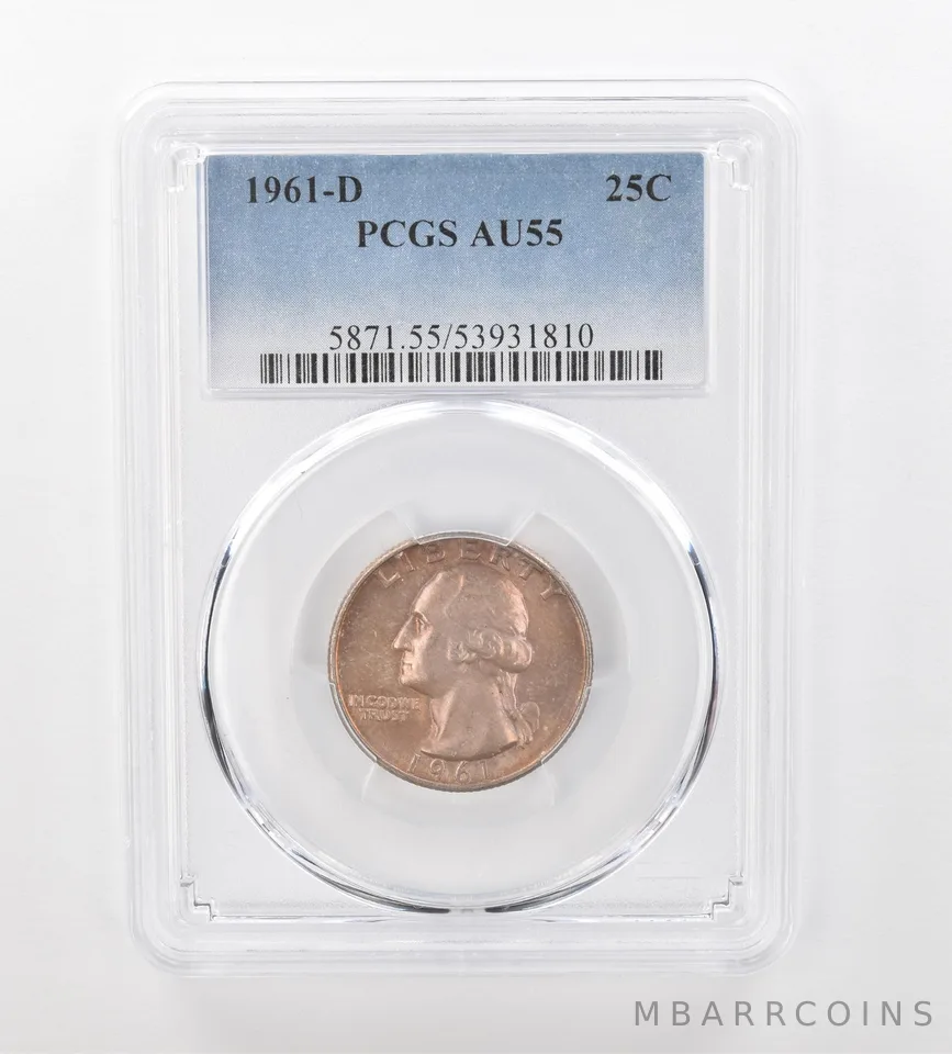 1961-D Washington Quarter AU55 PCGS Beautiful Tone *0955
