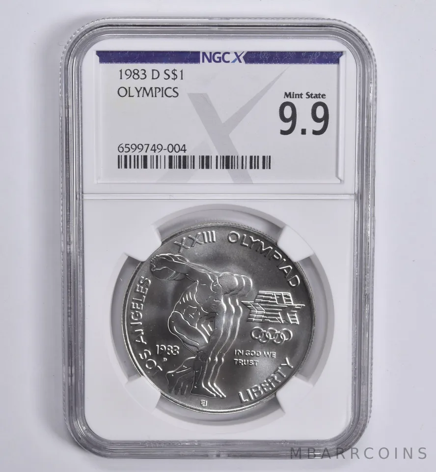 1983-D Olympic Discus Commemorative Dollar Mint State 9.9 NGC X