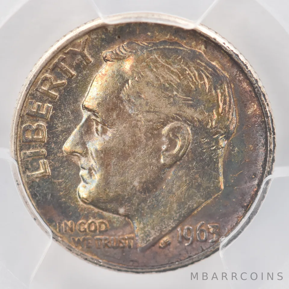 1963 Roosevelt Dime AU53 PCGS Beautiful Tone *0811