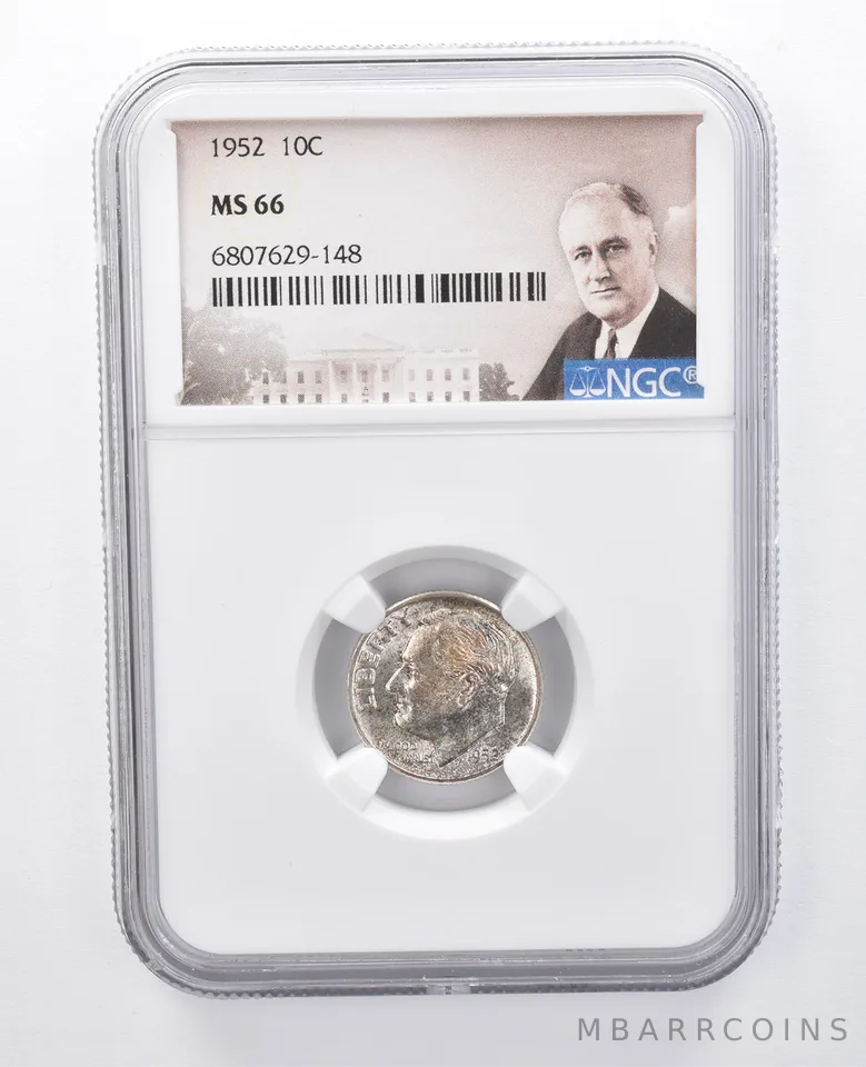 1952 Roosevelt Dime MS66 NGC Beautiful Tone *7944