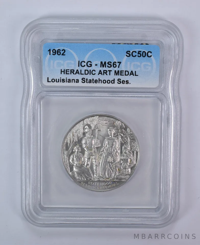 1962 So Called Half Dollar Louisiana Statehood Sesquicentennial MS67 ICG