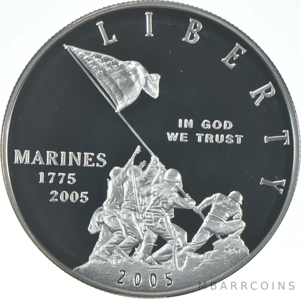2005-P Proof US Marines Commemorative Silver Dollar $1