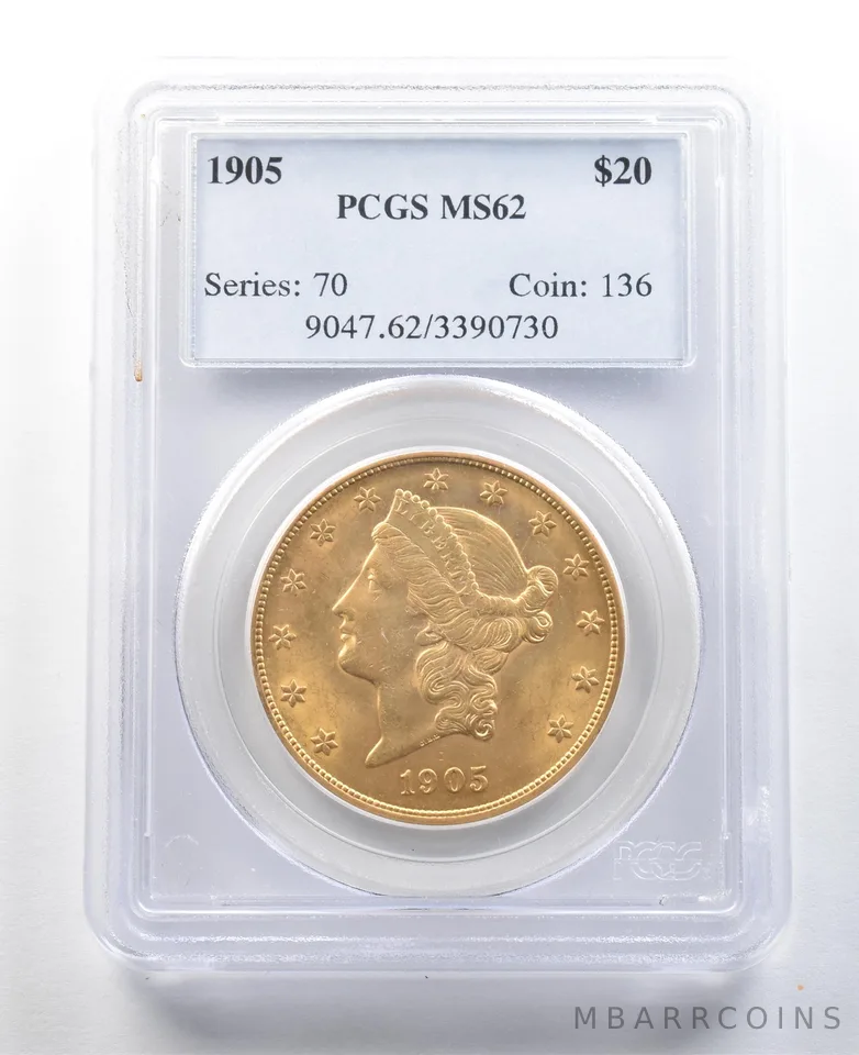 1905 $20 Liberty Head Gold Double Eagle MS62 PCGS *3377