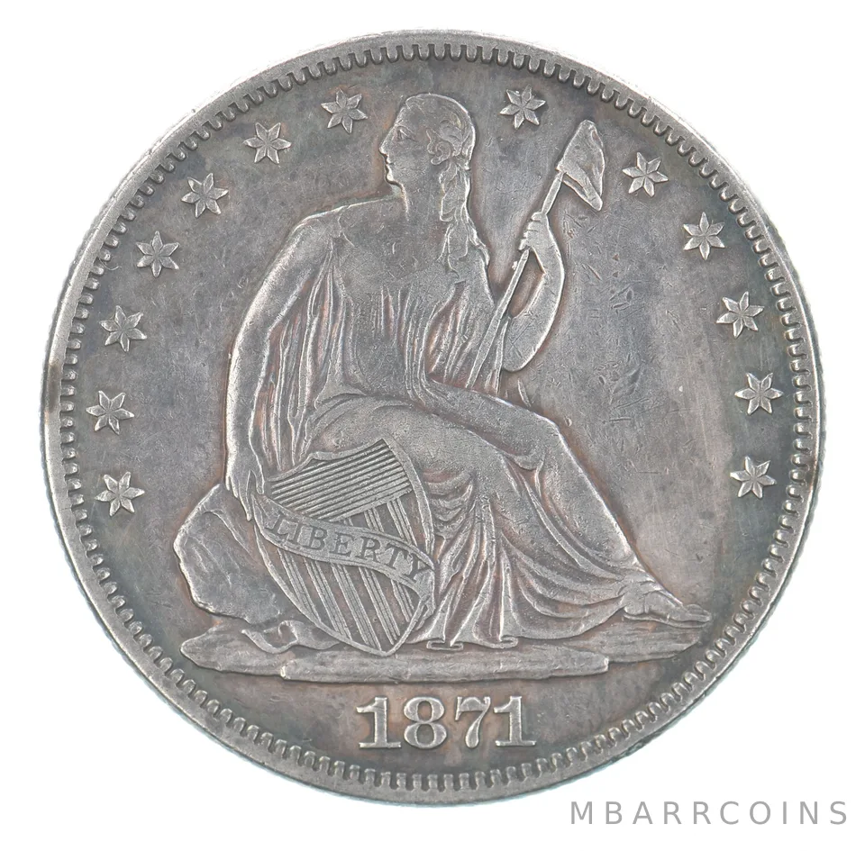 1871 Seated Liberty Half Dollar Beautiful Tone *3638