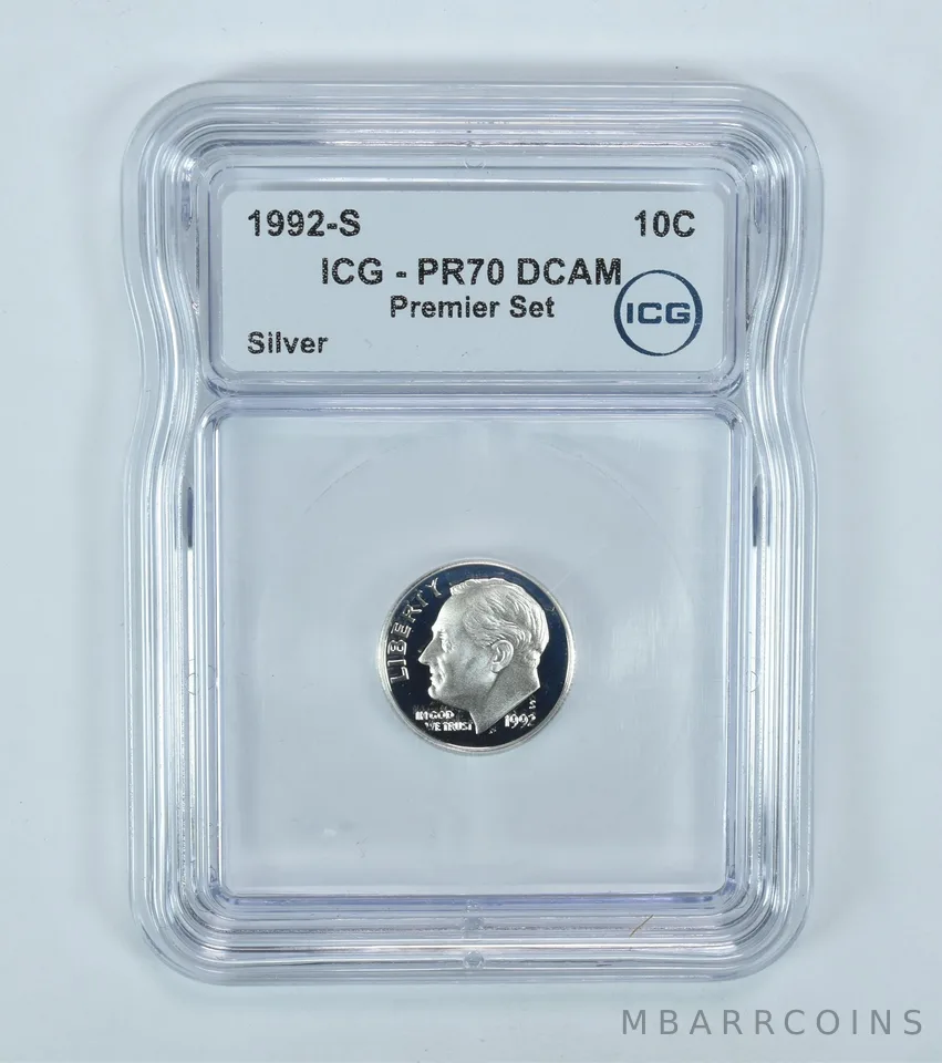 1992-S Roosevelt Dime Silver Premier Set PR70 DCAM ICG