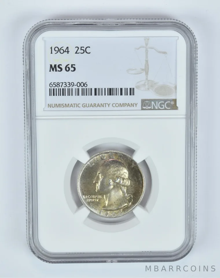 MS65 1964 Washington Quarter NGC End of Roll Toner a4938