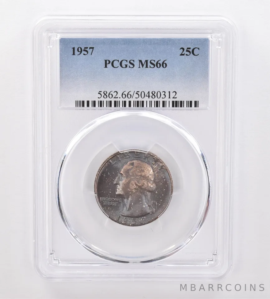 1957 Washington Quarter MS66 PCGS Beautiful Tone *0072
