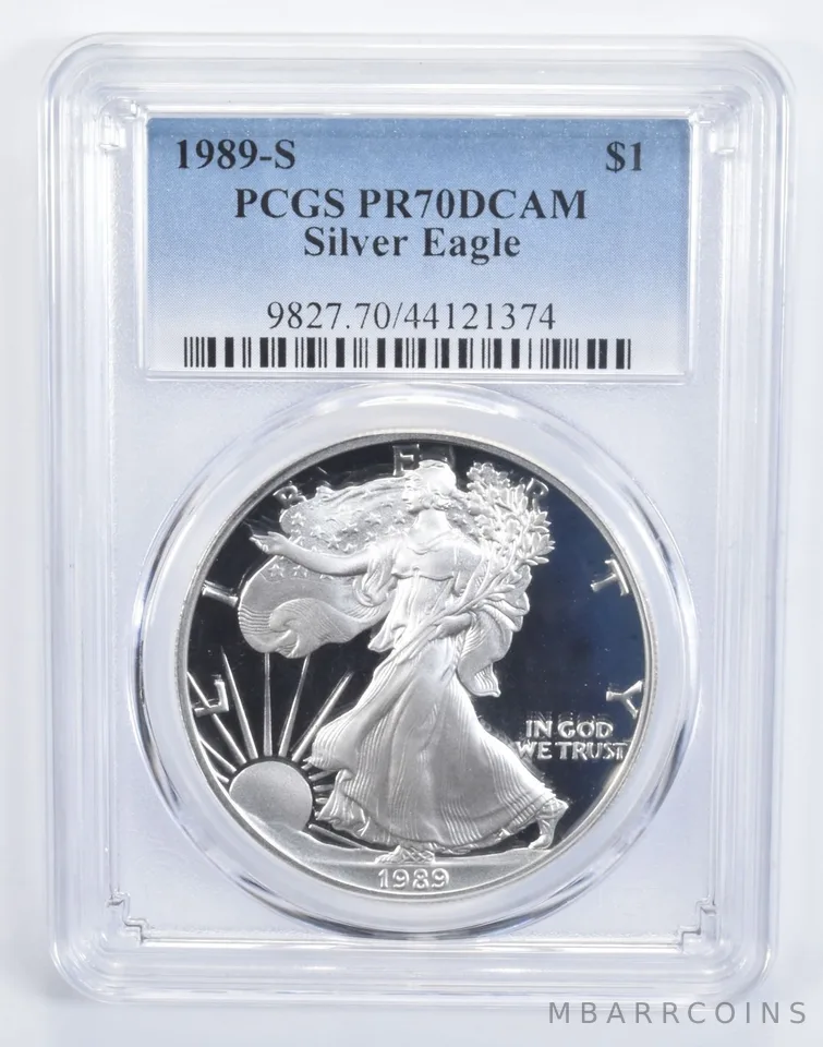 1989-S American Silver Eagle PR70 DCAM PCGS Blue Label