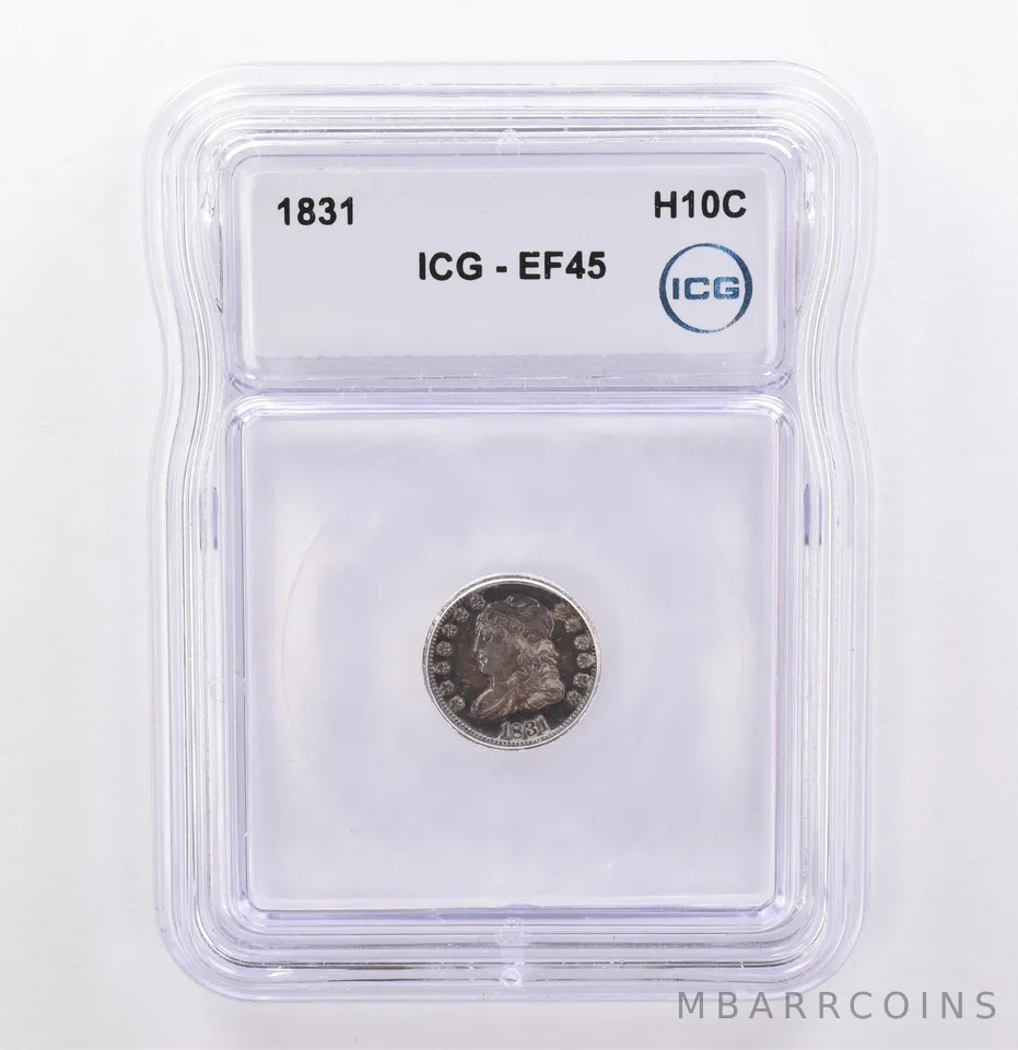 1831 Capped Bust Half Dime EF45 ICG Beautiful Tone a9252