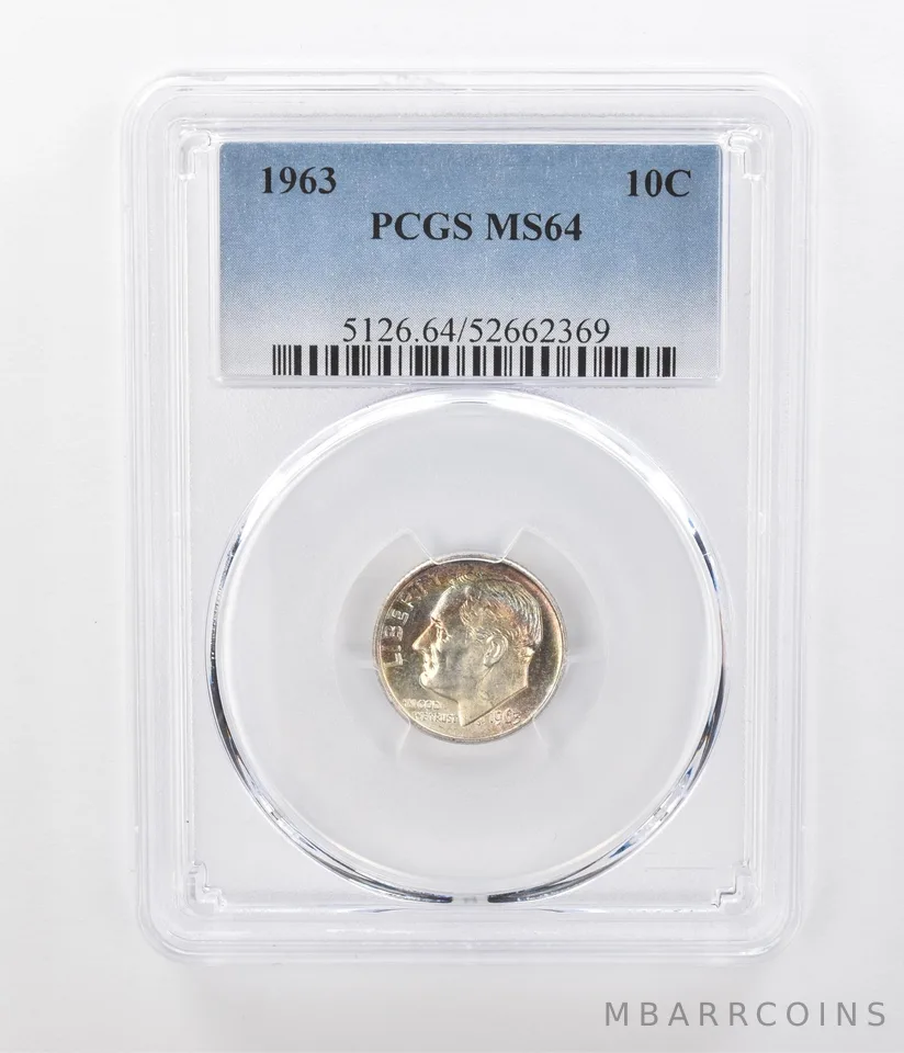 1963 Roosevelt Dime MS64 PCGS Beautiful Tone *1045