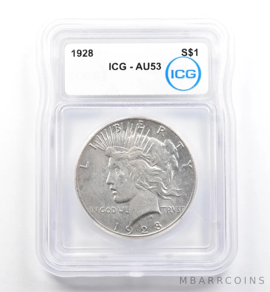1928 Peace Silver Dollar AU53 ICG *9893