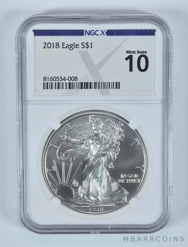 2018 American Silver Eagle Mint State 10 NGC X NGCX