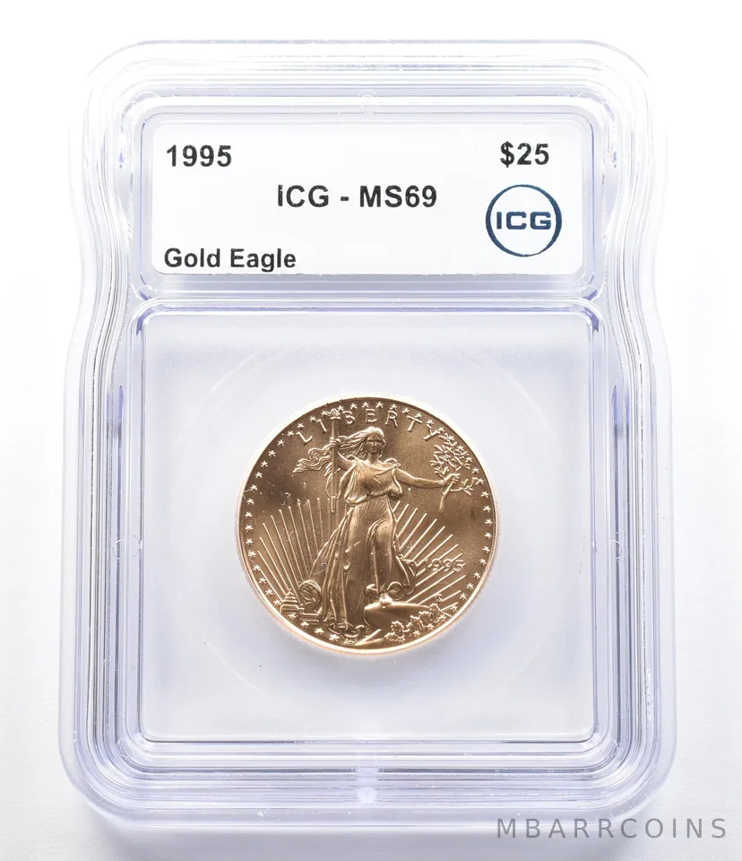 1995 $25 American Gold Eagle 1/2 Oz Gold MS69 ICG *6940